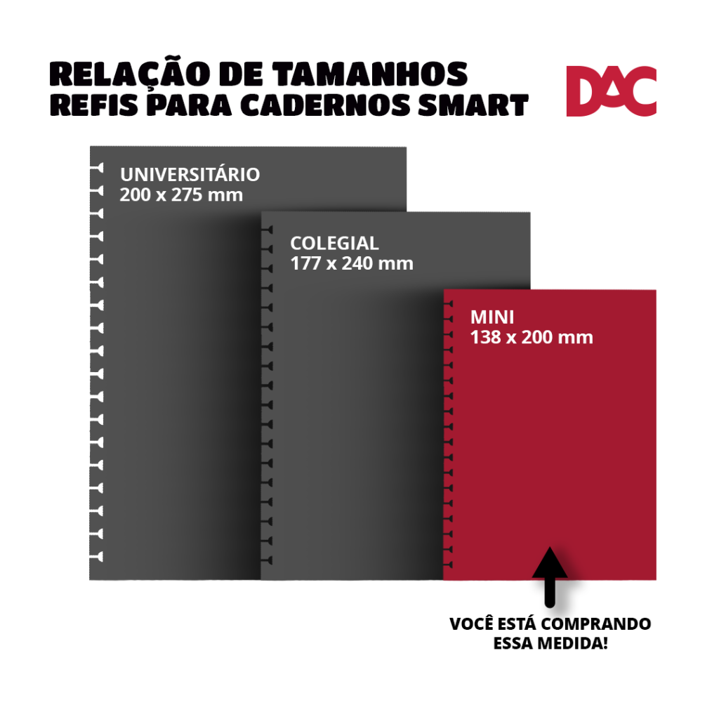 Refil De Folhas Coloridas Para Caderno Smart Mini Dac Re Dac