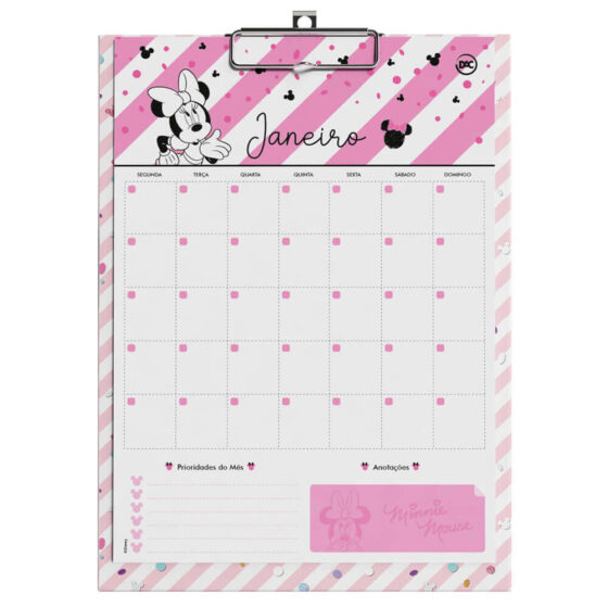 Calendário Planner Minnie | Prancheta para anotações Minnie