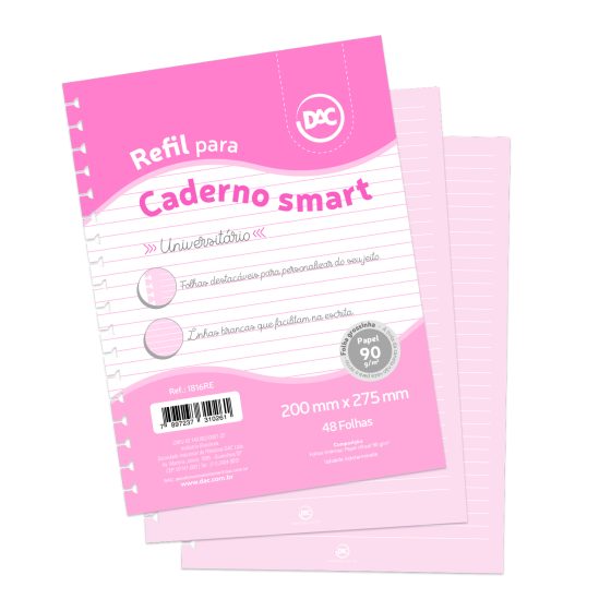 Refil de Folhas para Caderno Smart Universitário Rosa - 1816RE