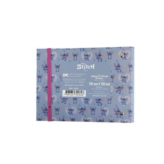 4078 - Mini Fichário com Elástico Stitch Disney - Verso