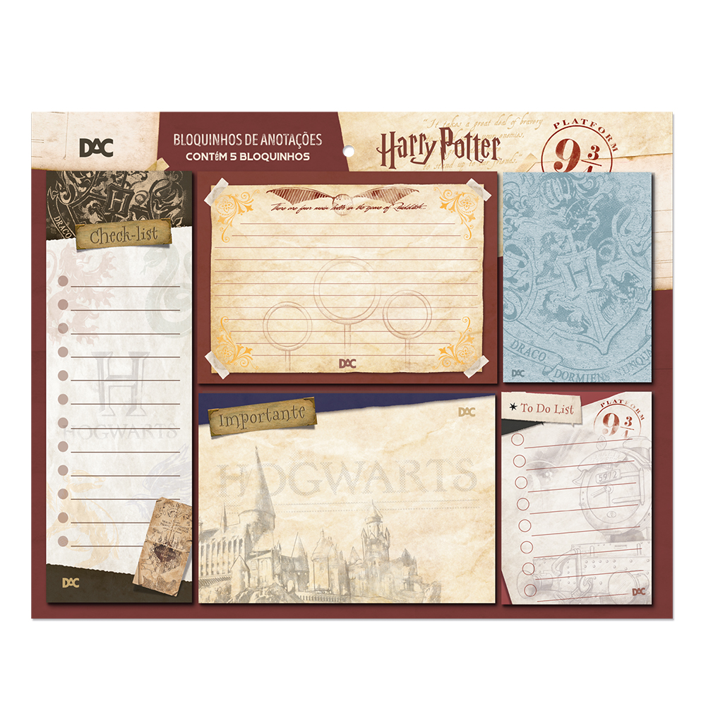 4083 Bloco de Anotações Harry Potter Kit com 5 Modelos - Frente