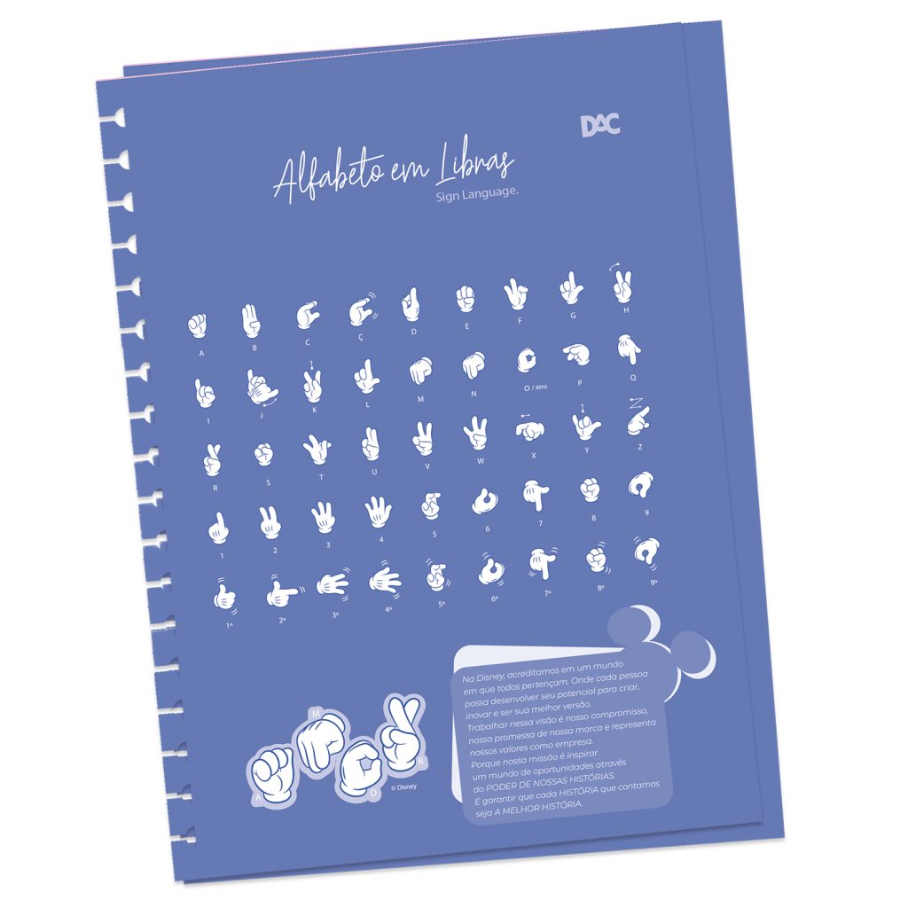 4194 = Caderno Smart Mini Mickey LIBRAS coleção especial - Medidas - Divisórias