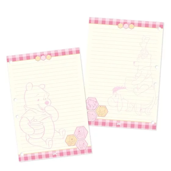 Refil de folhas para Fichário Universitário DAC - Disney Ursinho pooh com 96 Folhas decoradas - 4499RE