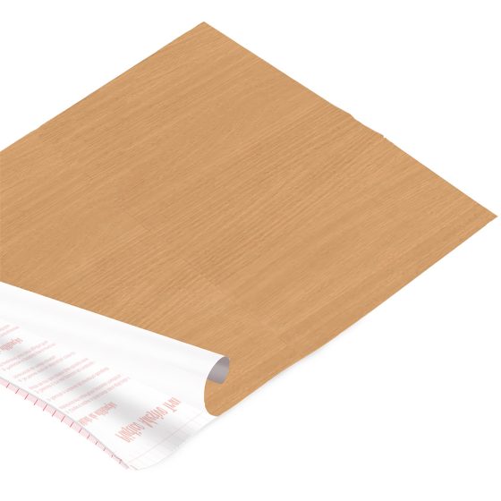 Rolo plástico com textura de madeira clara.